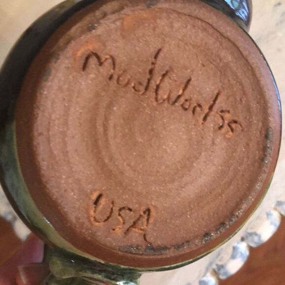 MudWorks pottery mug green black planter - Picture 4 of 7